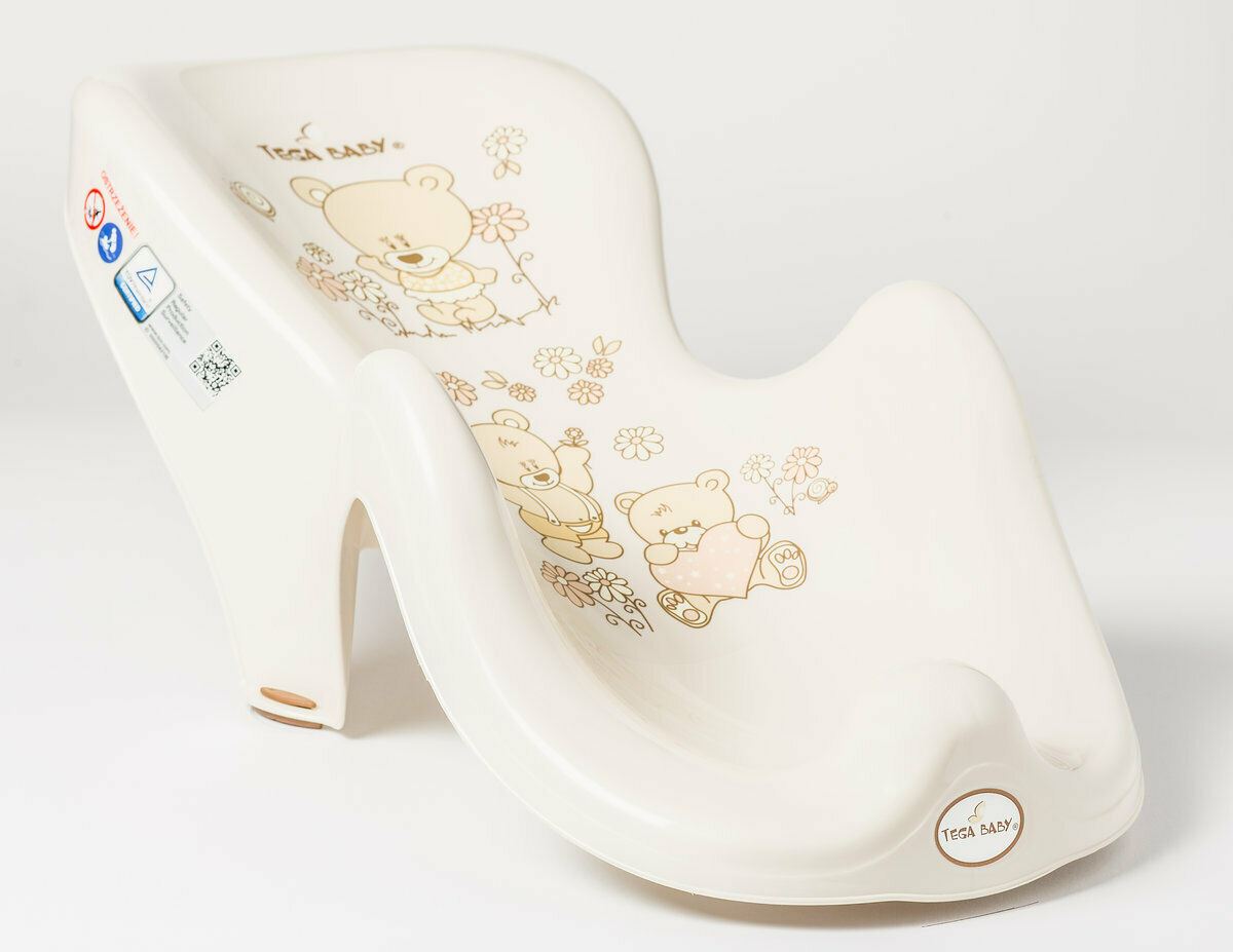 Baby Bath Support Seat Kids Anatomic Bath Chair Safe Non-Slip Tega Baby Teddy Beige