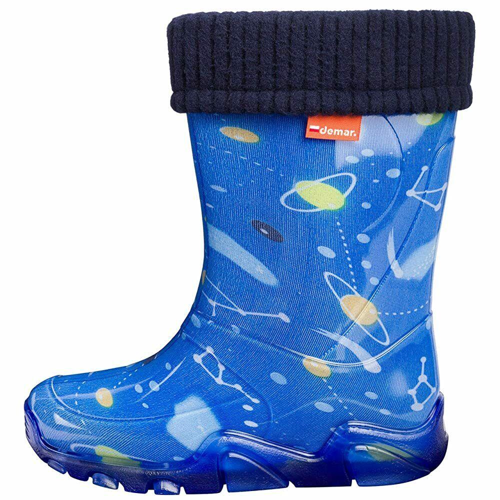Wellies Kids Rain Snow Boots Removable Inner Lining Socks Wellington Space