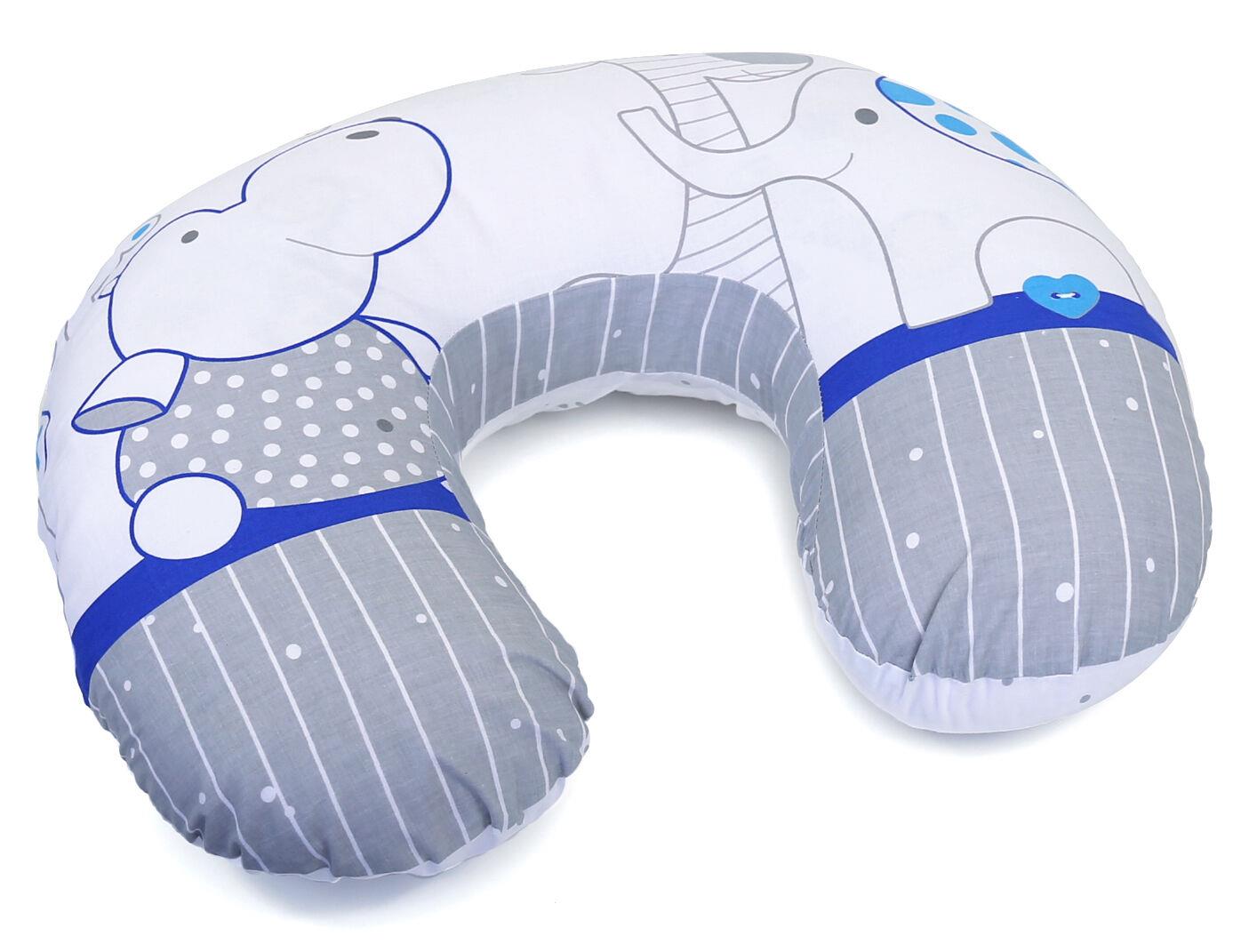 Baby feeding pillow + removable cover cotton newborn maternity Zoo blue