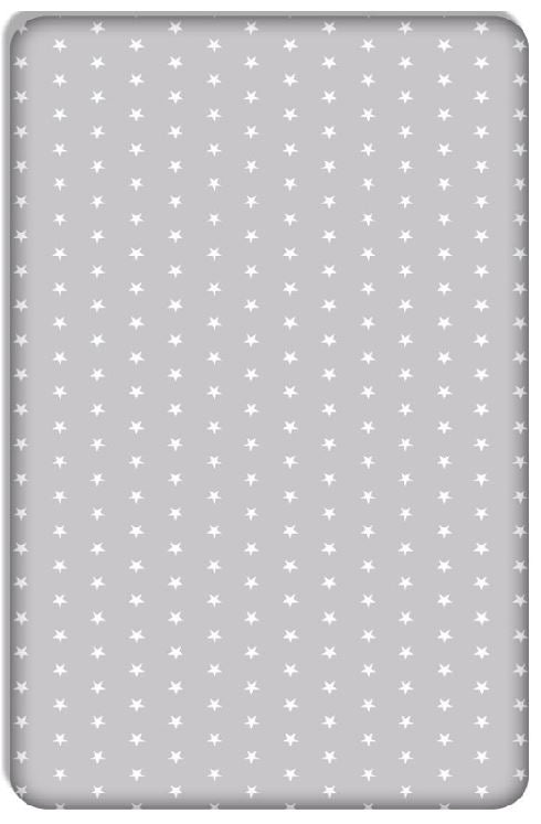 Baby Fitted Junior Bed Sheet Printed 100% Cotton Mattress 160X80cm Small White Stars On Grey