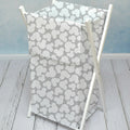 Laundry Basket with white wooden frame and storage removable linen Mouse Grey