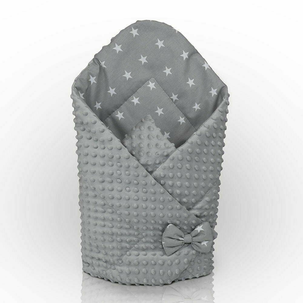 Baby Swaddle Wrap Newborn Dimple Cotton Infant Bedding Grey/ Small Stars On Grey - MyHappy Baby