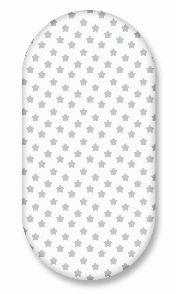 Cotton Fitted Baby Sheet Fit Moses Basket Pram 80X38cm Big Grey Stars On White