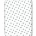 Cotton Fitted Baby Sheet Fit Moses Basket Pram 80X38cm Big Grey Stars On White