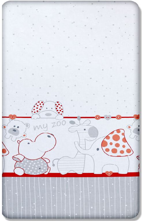 Baby Fitted Cot Bed Sheet Printed 100% Cotton Mattress 140X70cm Zoo Red