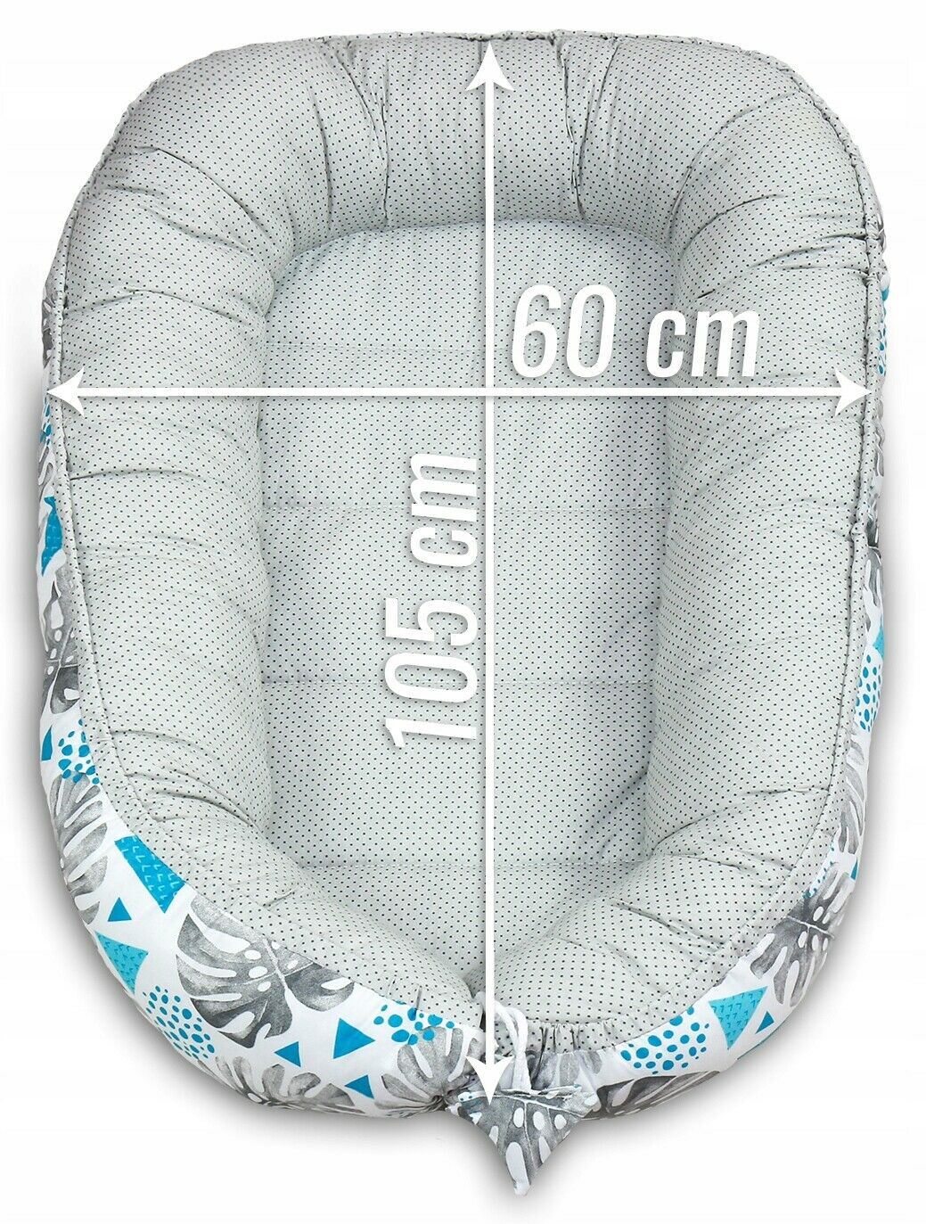 Baby 6pc Double-sided soft infant Cocoon Blue leaves/ Dots with grey