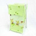 Laundry Basket with white wooden frame and storage removable linen Bees Green