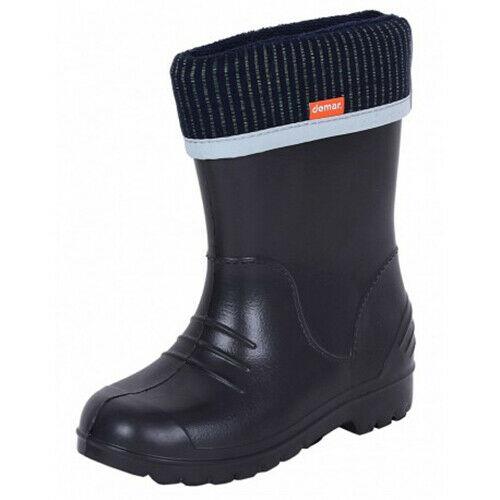 Wellies Kids Rain Snow Boots Removable Inner Lining Socks Wellington Demar Black
