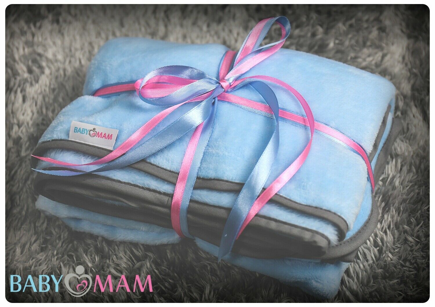 Baby blanket Super soft plush infant nursery cosy baby gift 75x100cm - Blue/Grey