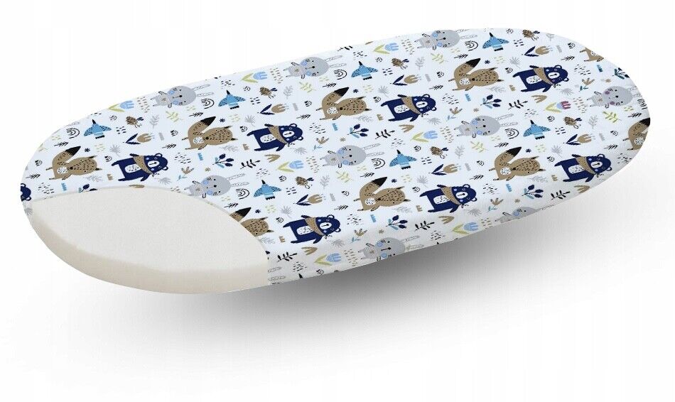 80x38cm Fitted Sheet for Baby Moses Basket Pram 100% Cotton BOHO Animals Navy