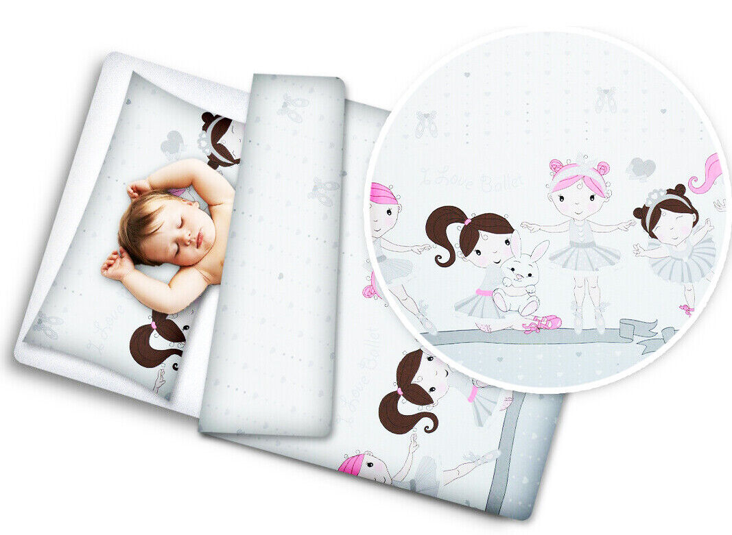 Baby Bedding Set 5pc All-round Bumper Fit Cot 120x60 Ballerina grey