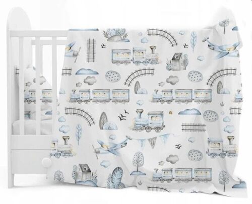 6Pc Baby Bedding Set Bumper Pillow Duvet Fit Cot 120x60cm Retro Locomotive