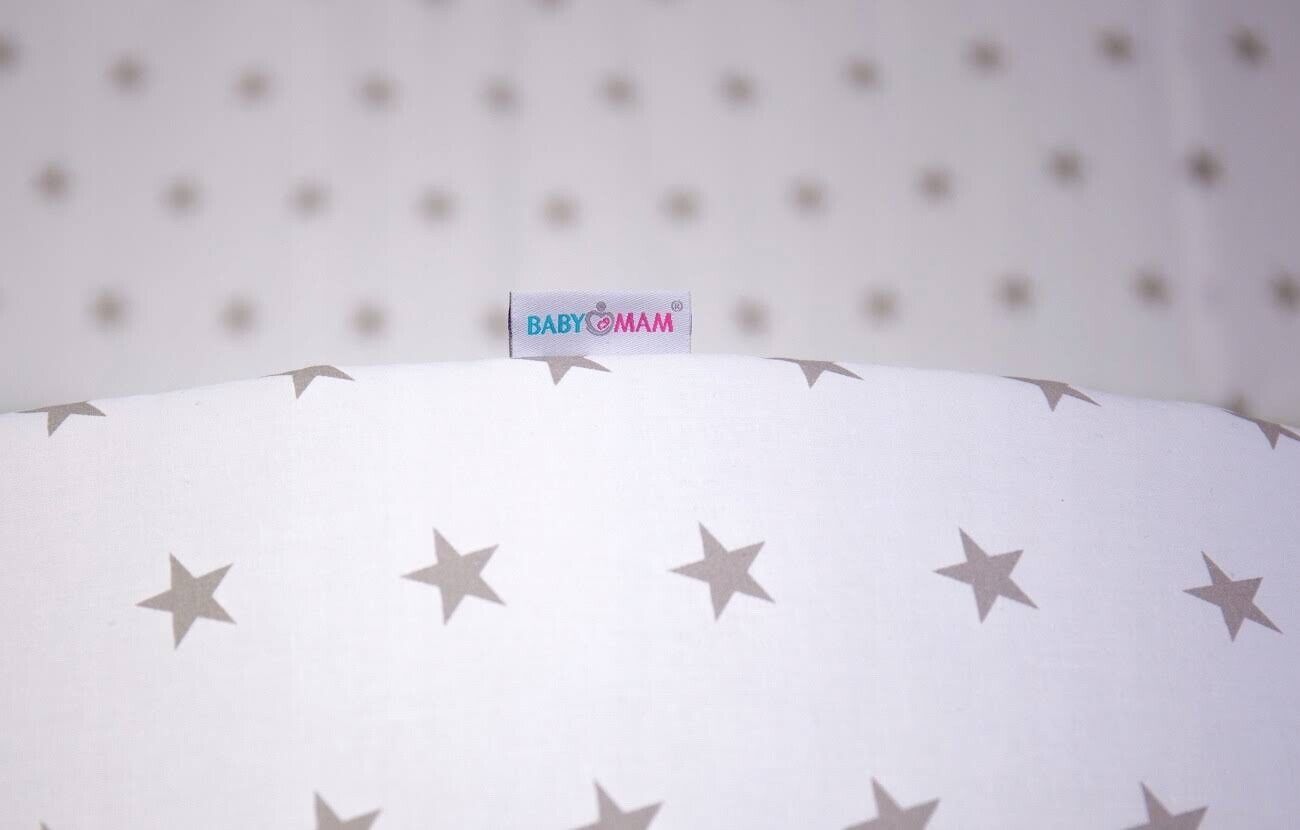 Baby Bedding Set 6pc All-round Fit Cot bed 140x70 Small Grey Stars - MyHappy Baby