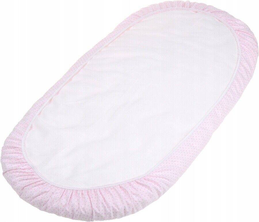 Fitted Sheet 100% Cotton 80x38cm for Baby Moses Basket Pram Dots pink
