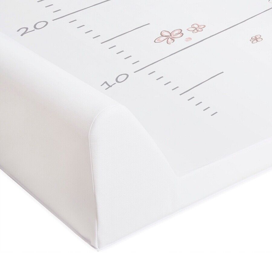 Baby Changing mat Hard Base Nursery Padded 70x50cm Fit Cot Ballerina white