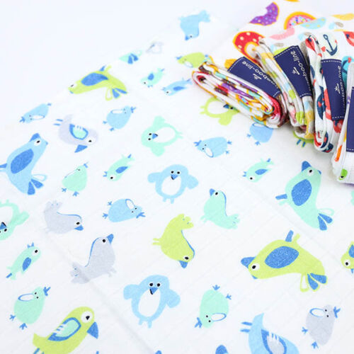 Bamboo nappy cloth Printed Soft To Touch Diaper Bibs Reusable 30x30cm Birds Blue