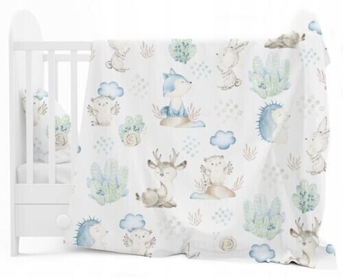 Baby Bedding Set 3pc fit Crib 70x80 Bumper 260cm Cotton Wolf in the Forest
