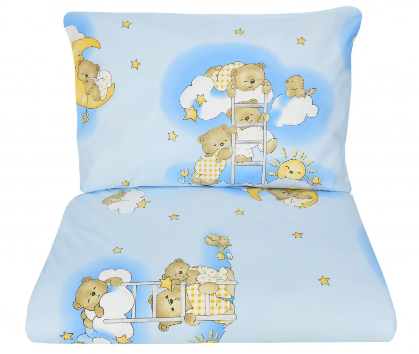 Baby bedding set 5pc nursery cotton pillow duvet bumper 70x80cm Ladder Blue