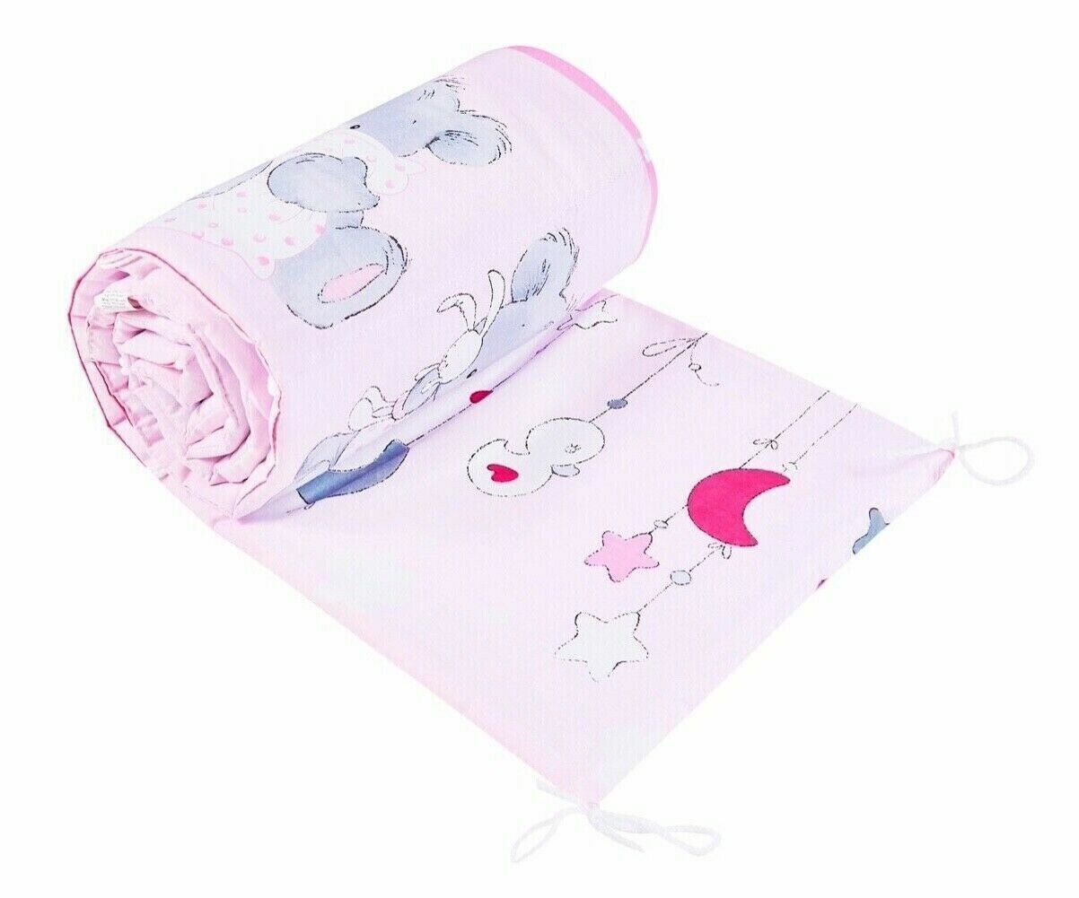 Baby Bedding Set 3pc Cotton All-round Straight Bumper fit Cot Cuddle Bear Pink
