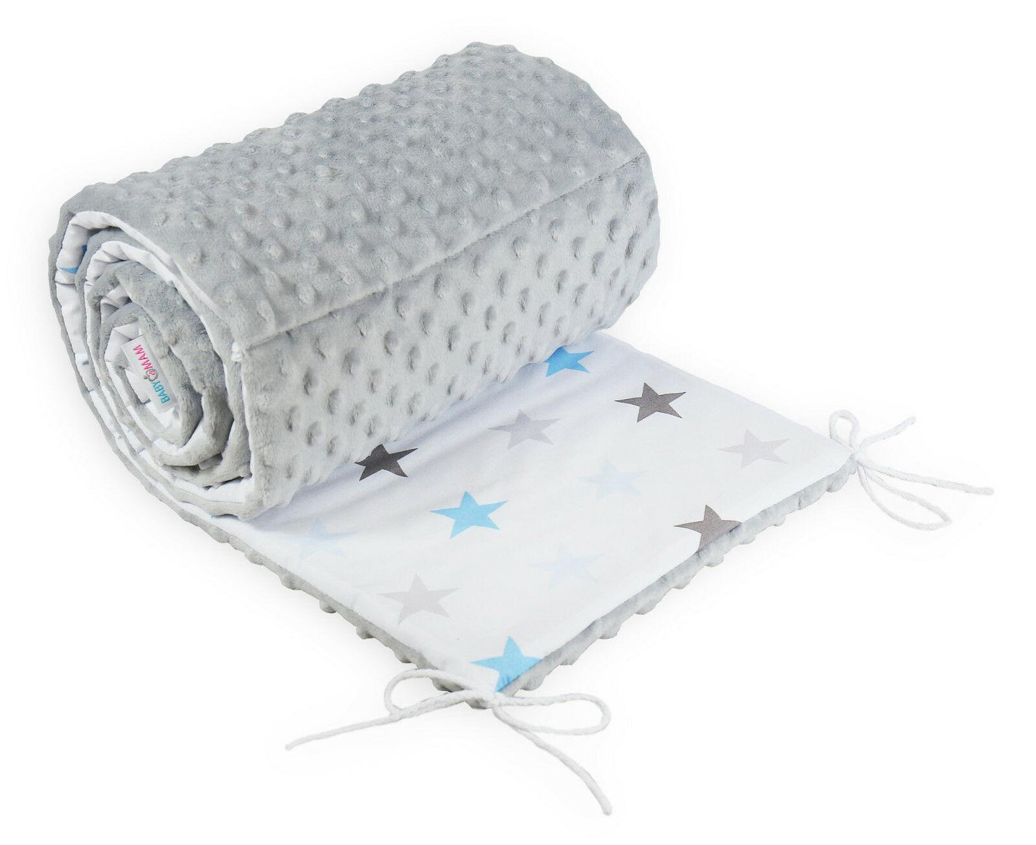 Baby dimple padded bumper nursery protection fit cot bed 140x70 190cm Grey / Grey blue stars