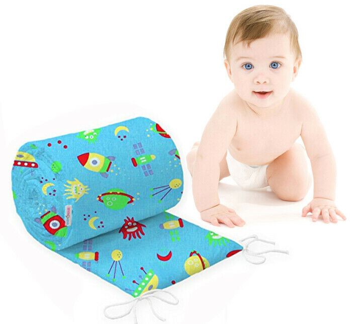 Baby Padded Bumper 100% Cotton To Fit Crib All Round 260cm Cosmos