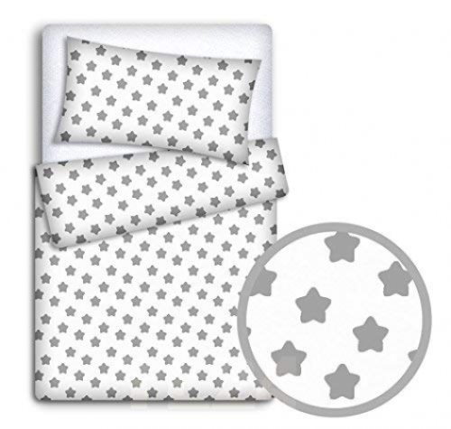 10pcs baby bedding set 100% cotton fit cot 120x60cm Big Grey Stars on White