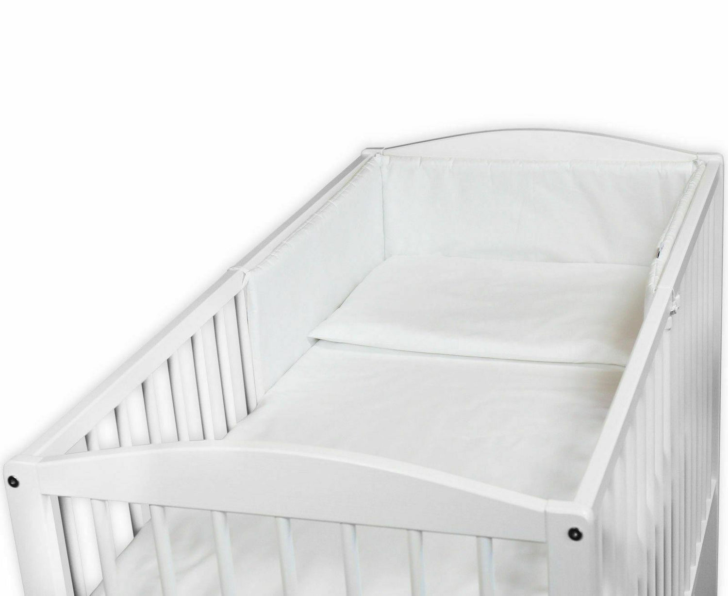5Pc bedding set nursery pillow duvet bumper fit cot 120x60 White