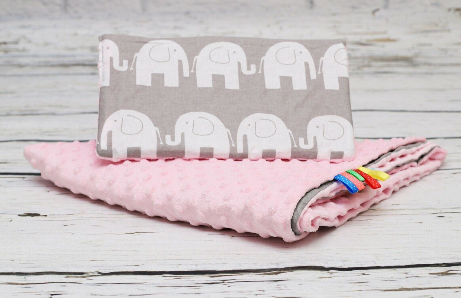 Warm Baby Blanket Dimple Quilt Pillow 100X75 Light Pink - Elephants Grey