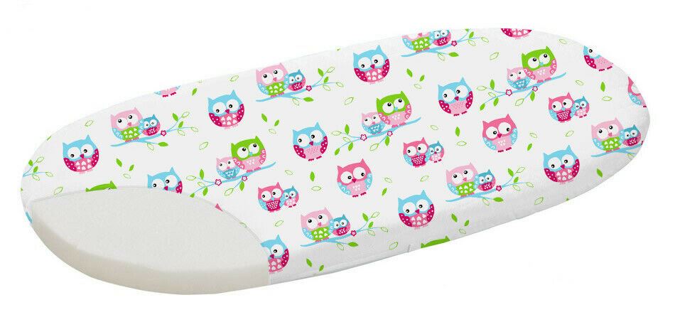 Cotton Fitted Baby Sheet Fit Moses Basket Pram 80X38cm Owls White