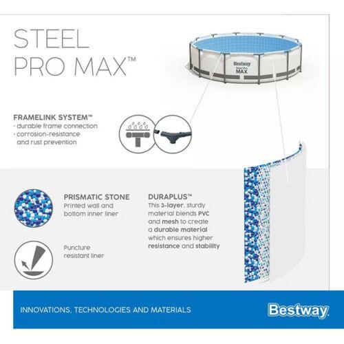 Bestway Steel Pro Max Round Garden Swimming Pool 366 X 76cm 12Ft X 30In + Pump