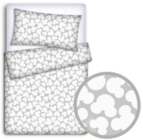 Baby 4Pc Bedding Set Pillow Duvet Quilt Fit Cotbed 140X70cm Mouse Grey