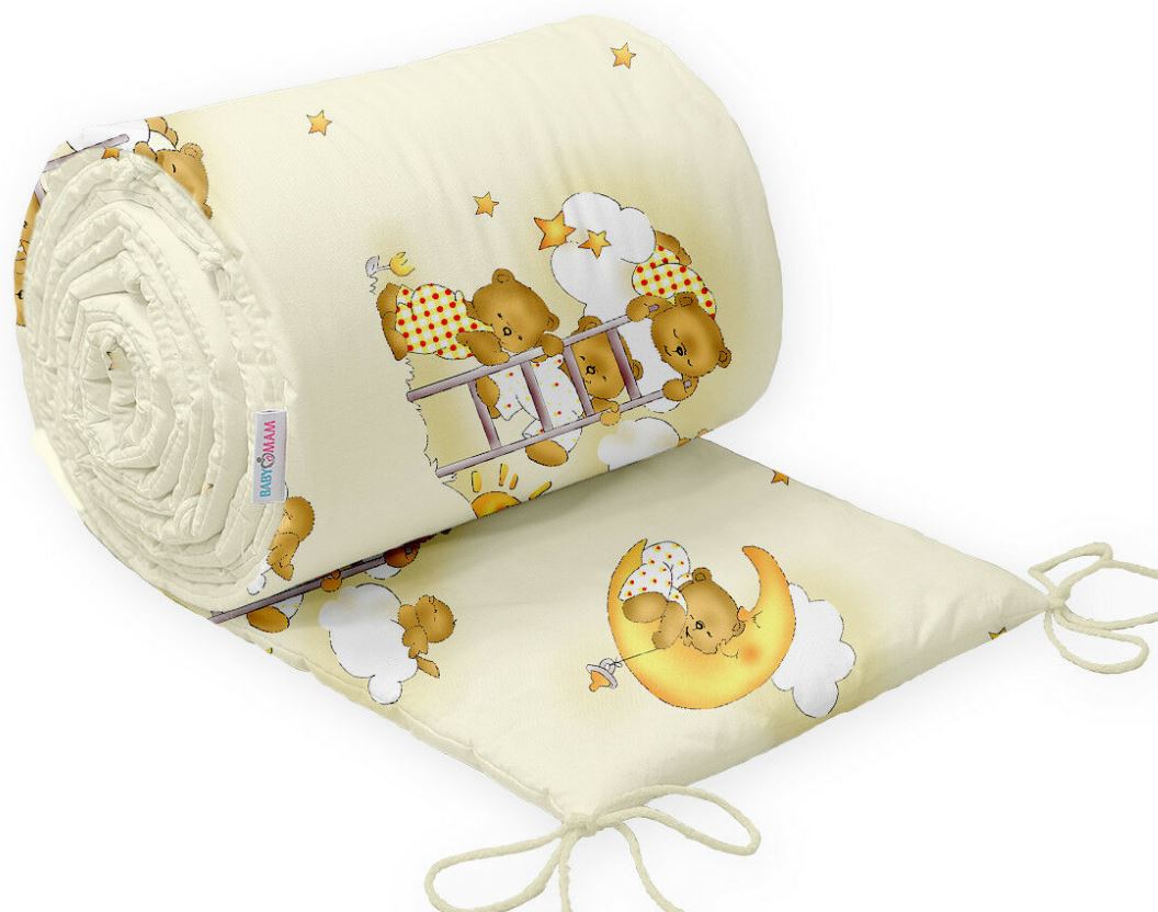Padded Baby Bumper To Fit Cot 120x60 All around 100% cotton 360cm Ladder Cream
