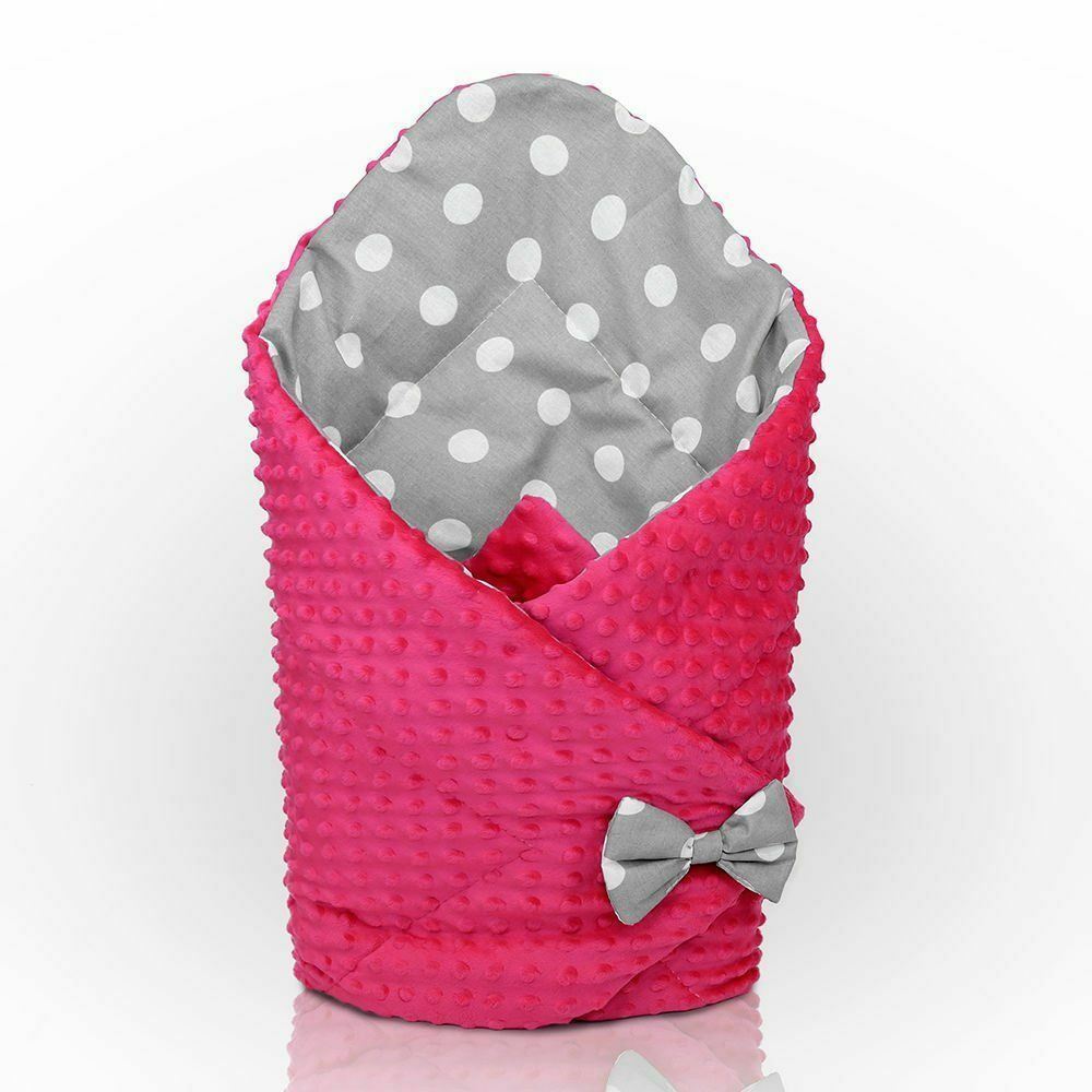 Baby Swaddle Wrap Newborn Dimple Cotton Infant Bedding Pink/Dots On Grey - MyHappy Baby