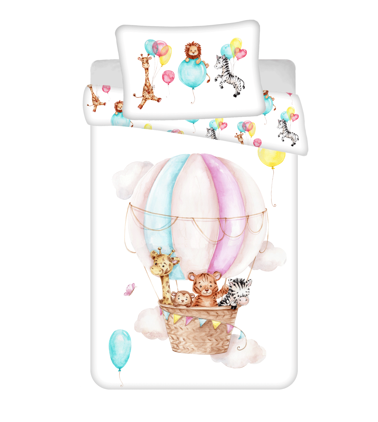 2pc 135x100 Baby Duvet Cover Bedding Set Reversible Cotton Disney Flying balloon