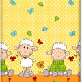 100% Cotton Fitted Sheet Printed Design Baby Crib 90X40cm Sheep Yellow