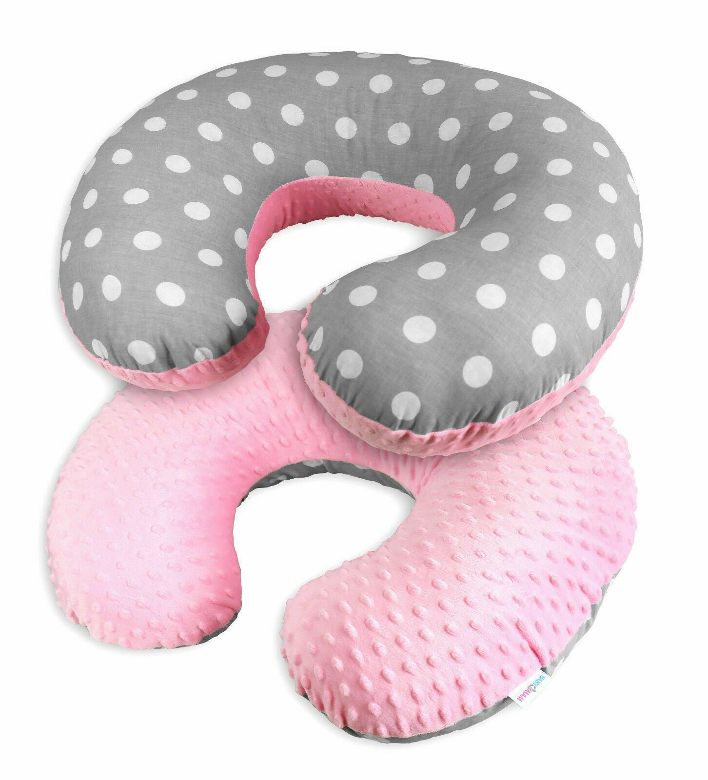 Baby Feeding Pregnancy Pillow Cover Newborn Nursing Dimple Pink/ Dots Grey