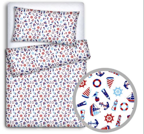 Baby 4Pc Bedding Set Pillow Duvet Quilt Fit Cotbed 140X70cm Marine
