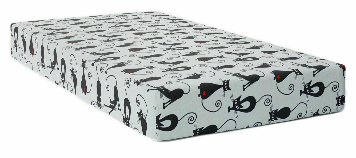100% cotton fitted sheet printed design for baby crib 90x40cm Black cat