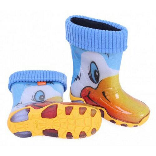 Wellies Kids Rain Snow Boots Removable Inner Lining Socks Wellington Duck