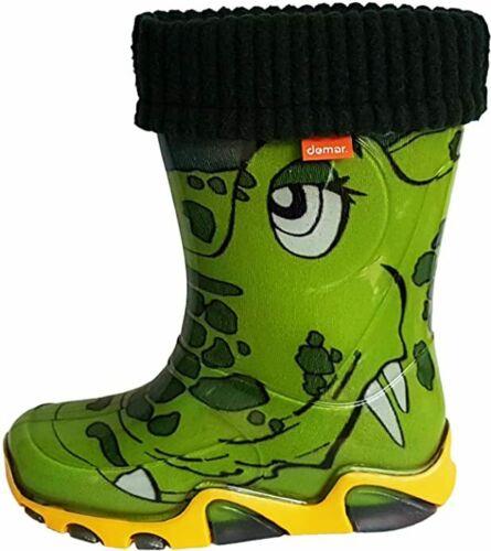 Wellies Kids Rain Snow Boots Removable Inner Lining Socks Crocodile