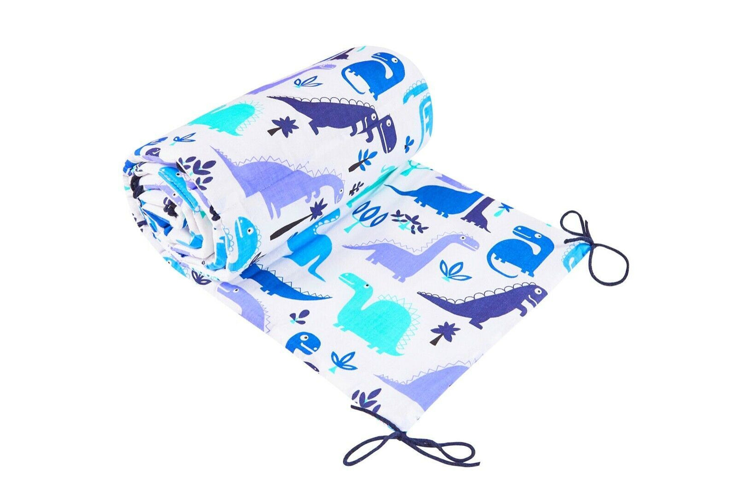 Baby 6Pc Bedding Set All-Round Bumper Fit Cotbed 140X70cm Dino Blue