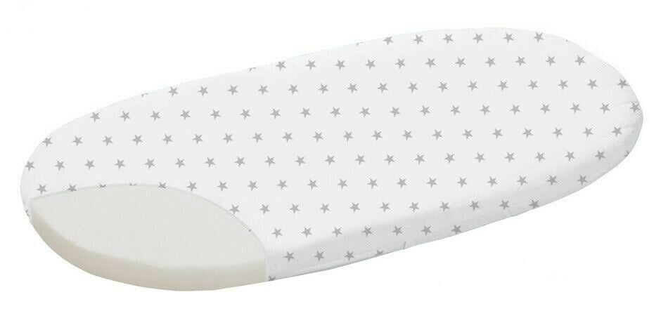 Cotton Fitted Baby Sheet Fit Moses Basket Pram 80X38cm Small Grey Stars On White