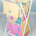 Laundry Basket with white wooden frame and storage removable linen Sheep Eqru