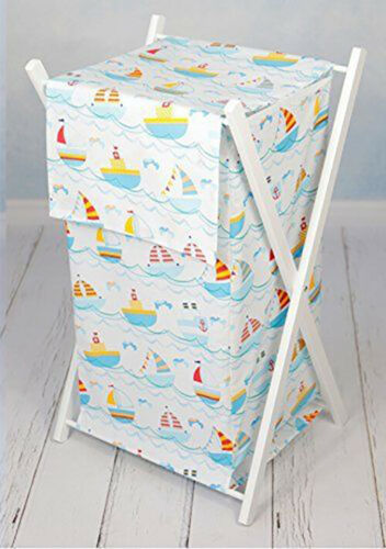 Laundry Basket with white wooden frame and storage removable linen BOATS