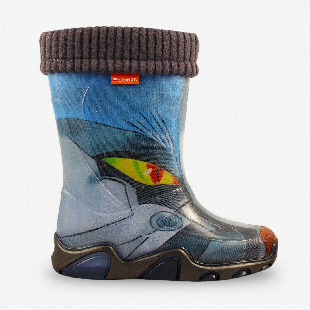 Wellies Kids Rain Snow Boots Removable Inner Lining Socks Wellington Dragon