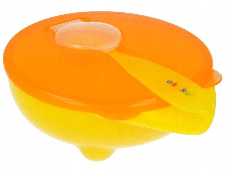 Baby Feeding bowl suction bowl with lid and spoon AKUKU Orange