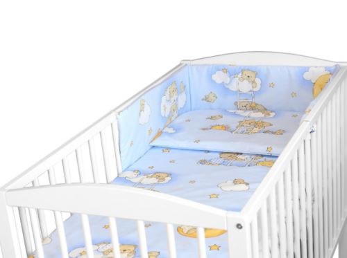 5pc Bedding Set Nursery Pillow Duvet Bumper Fit Cot 120x60cm Ladder Blue