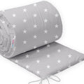 Baby Bedding Bumper 190 cm Half Cot Bed Small White Stars On Grey