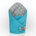 Baby Swaddle Wrap Newborn Dimple Cotton Infant Bedding Turquoise/ Small Stars On Grey