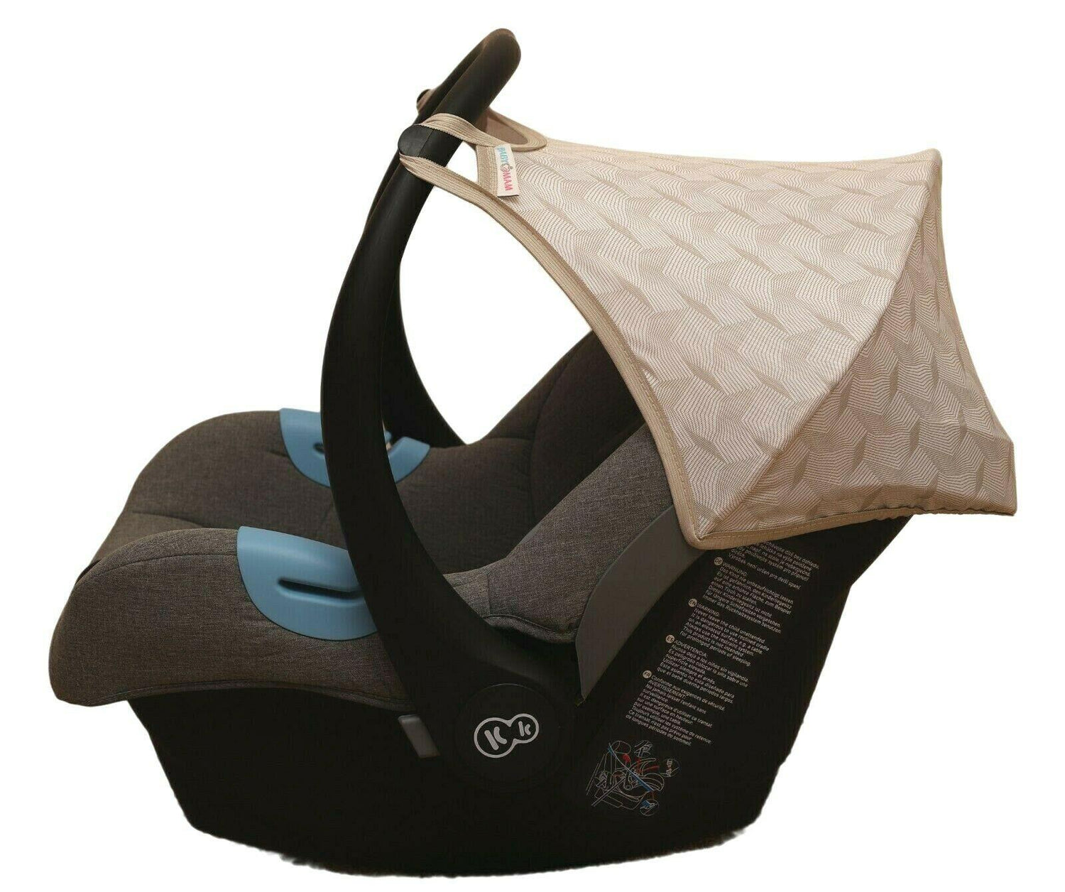 Car Seat Hood Replacement Universal Baby Cover Wind Sun Canopy Shade Waterproof - Lines Beige